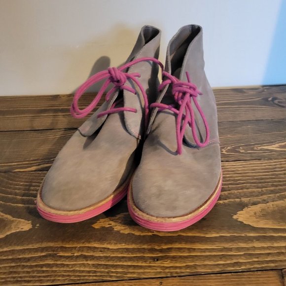 Cole Haan Lunargrand Chukka Boots Ironstone Gray Pink Lace Up Womens Sz 6B - Picture 3 of 8